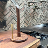 Angled Paper Towel Holder, Wood & Brass