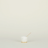 Brass & White Marble Sugar Bowl with Brass Spoon