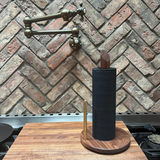 Angled Paper Towel Holder, Wood & Brass