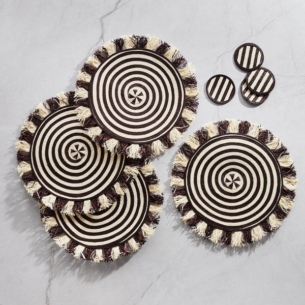 Zenu Placemat and Coaster Set Black