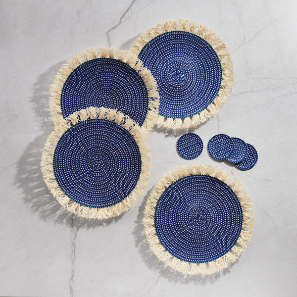 Zenu Placemat and Coaster Set Blue