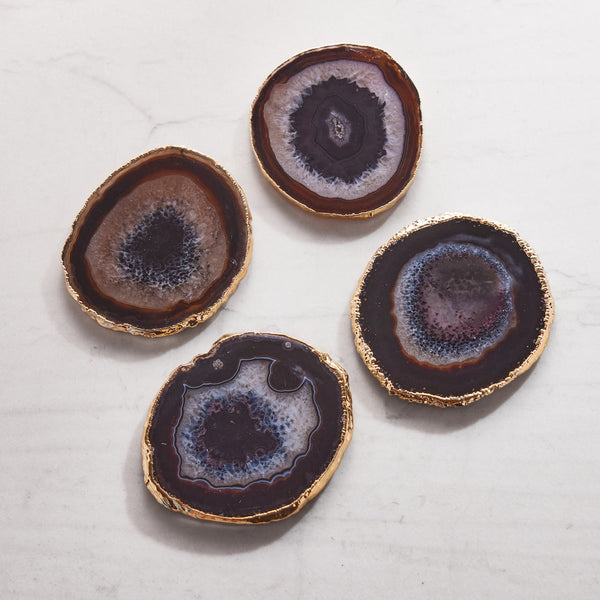 Lumino Coasters, Midnight Agate & Gold
