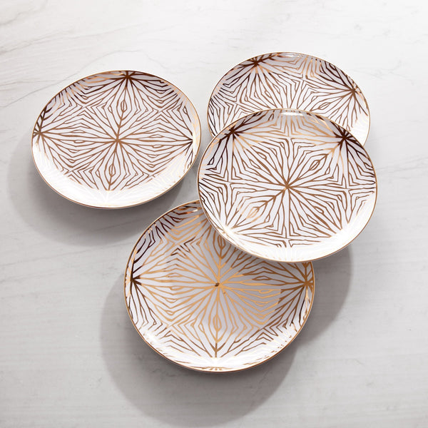 Talianna Lily Pad Plates, White & Gold, Set of 4