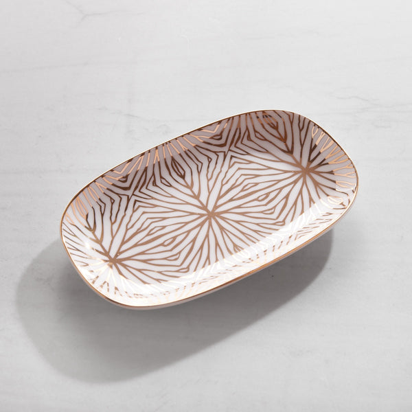 Talianna Lily Pad Catchall Tray, White & Gold