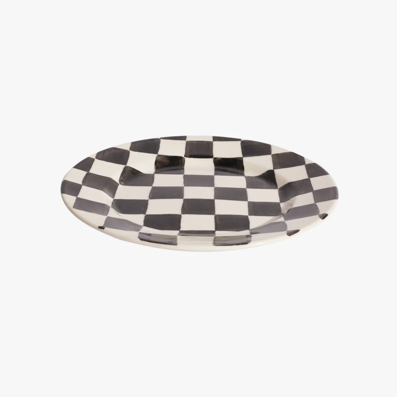 La Vichy Dessert Plate, White/Black