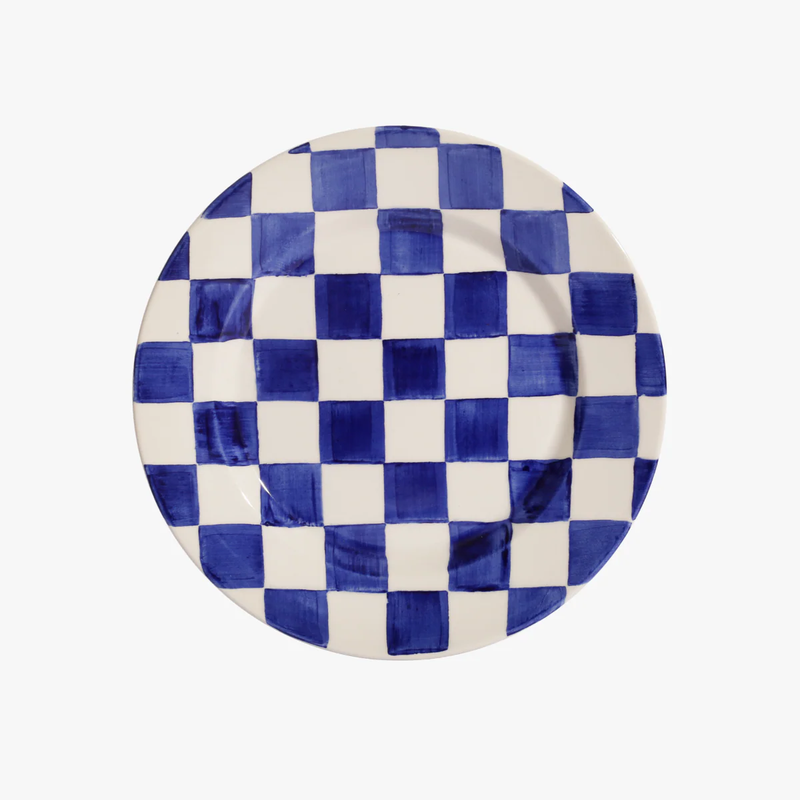 La Vichy Dessert Plate, White/Blue