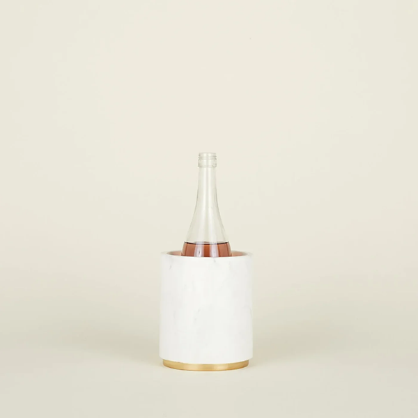Brass & White Marble Wine Cooler/Canister