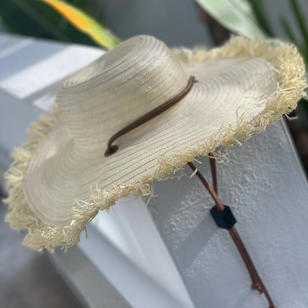 Naufrago Hat in Raffia and Leather