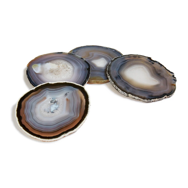 Pedra Coasters, Smoke Agate, Set of 4