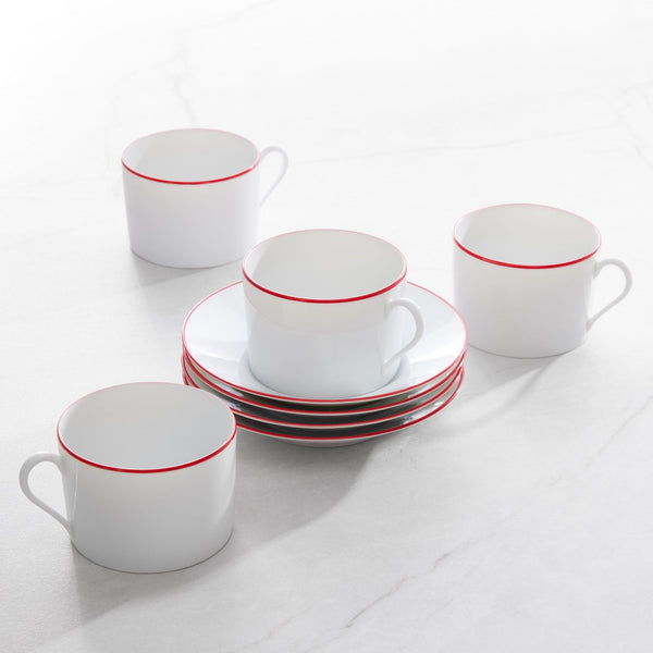 Fine Rouge Limoges Breakfast Cup and Saucer