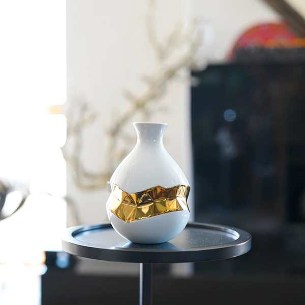 Talianna Oro Bud Vase, White & Gold