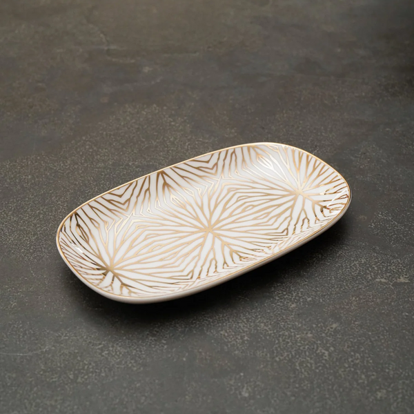 Talianna Lily Pad Catchall Tray, White & Gold