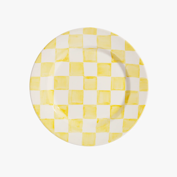 La Vichy Dessert Plate, White/Yellow