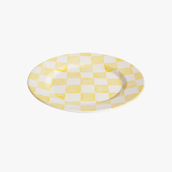 La Vichy Dessert Plate, White/Yellow
