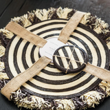 Zenu Placemat and Coaster Set, Black/Natural, Set of 4