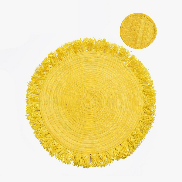 Zenu Placemat and Coaster, Yellow, Set of 4