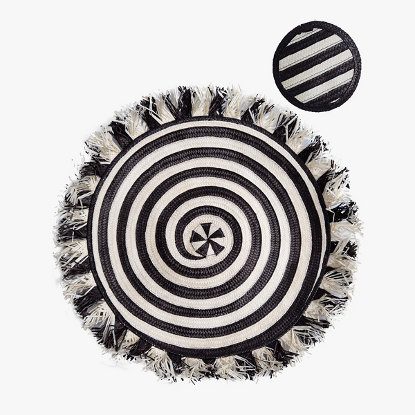 Zenu Placemat and Coaster Set, Black/Natural, Set of 4