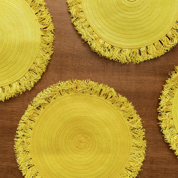 Zenu Placemat and Coaster, Yellow, Set of 4